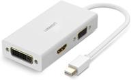 ugreen мини displayport в адаптер hdmi dvi vga 4k мини dp конвертер thunderbolt совместим ✨ 3 в 1 для mac, macbook pro/air, imac, surface pro 3/4, google chromebook, pc - белый логотип