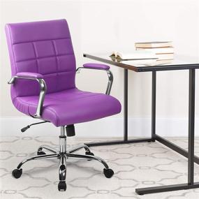 img 4 attached to 💜 Stylish Flash Furniture Purple Vinyl Office Chair with Swivel and Chrome Base
