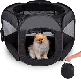 img 4 attached to 🐶 Zento Deals Portable Pet Playpen - Foldable Collapsible Lightweight Puppy Tent - Indoor/Outdoor Dog Tent, Animal Kennel, Pet Exercise - Dimensions 23x24x23 inches