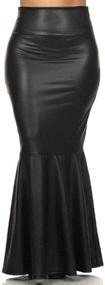 img 2 attached to Stylish 917 - Plus Size Faux Leather Pleated High Waist Maxi Mermaid Skirt for All Occasions