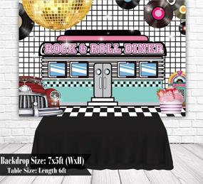 img 2 attached to 🎉 Captivate Your Guests with Funnytree 7x5ft 50s Retro Rock N Roll Diner Party Backdrop: The Perfect Addition for Sock Hop Dance, Birthday Celebrations, and More!