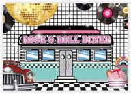 🎉 captivate your guests with funnytree 7x5ft 50s retro rock n roll diner party backdrop: the perfect addition for sock hop dance, birthday celebrations, and more! логотип