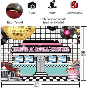 img 3 attached to 🎉 Captivate Your Guests with Funnytree 7x5ft 50s Retro Rock N Roll Diner Party Backdrop: The Perfect Addition for Sock Hop Dance, Birthday Celebrations, and More!