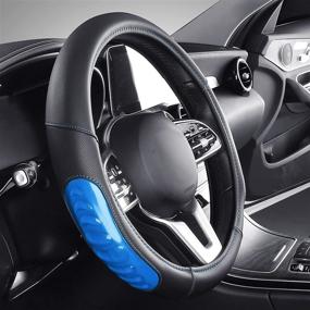 img 2 attached to Blue Silicone Grip Steering Wheel Cover - Textured Leather Protector, 15 Inch Universal Fit for Car Truck SUV - Enhancing Breathability and Comfort