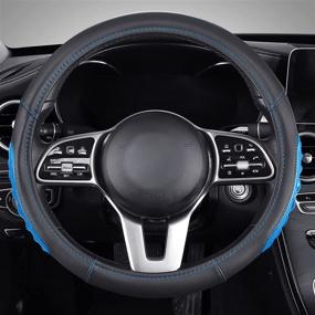 img 3 attached to Blue Silicone Grip Steering Wheel Cover - Textured Leather Protector, 15 Inch Universal Fit for Car Truck SUV - Enhancing Breathability and Comfort