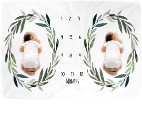 img 2 attached to 👶 Kute 'n' Koo Premium Fleece Twins Baby Monthly Milestone Blanket: Personalized Photography Background for Girl Boy, Thick Fleece for Mom & Newborn