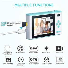 img 2 attached to 📸 ieGeek Kids Selfie Camera for Girls and Boys, Age 3-12 – 1080P Kids Digital Camera with 2.8-Inch Touch Screen, Dual Camera, Video Recorder, 32GB TF Card & Flash Light (Night Use Supported)