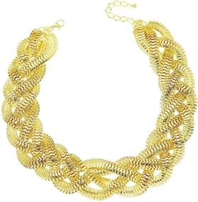 img 4 attached to Q&amp;Q Fashion 30mm Chunky Serpent Braided Chain Statement Bib Necklace Choker Collar in Egyptian Cleopatra Style