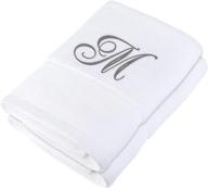 🛀 premium set of 2 monogram initial bath towels - personalized, absorbent, thick hotel spa towels 27.6" x 57" large, white logo
