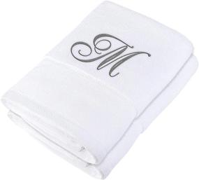 img 4 attached to 🛀 Premium Set of 2 Monogram Initial Bath Towels - Personalized, Absorbent, Thick Hotel Spa Towels 27.6" x 57" Large, White