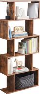 sunon rustic brown 5-tier s-shaped wood bookcase: stylish free-standing bookshelf for home office логотип