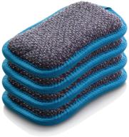 🧽 e-cloth non-scratch kitchen scrub sponge set, blue, 4 pack with 300 wash guarantee logo