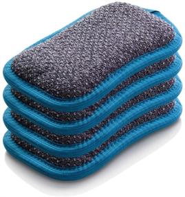 img 4 attached to 🧽 E-Cloth Non-Scratch Kitchen Scrub Sponge Set, Blue, 4 Pack with 300 Wash Guarantee