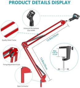 img 1 attached to 🎙️ NEEWER Adjustable Microphone Suspension Boom Scissor Arm Stand - Red: Max 1 KG Load for Radio Broadcasting, Voice-Over, Stage, TV Stations - Compatible with Blue Yeti Snowball Yeti X and more!