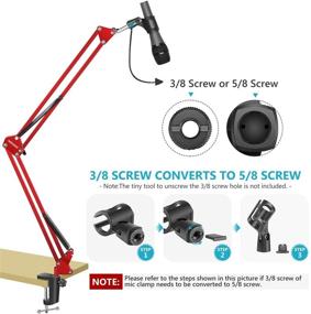 img 2 attached to 🎙️ NEEWER Adjustable Microphone Suspension Boom Scissor Arm Stand - Red: Max 1 KG Load for Radio Broadcasting, Voice-Over, Stage, TV Stations - Compatible with Blue Yeti Snowball Yeti X and more!