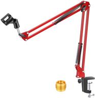 🎙️ neewer adjustable microphone suspension boom scissor arm stand - red: max 1 kg load for radio broadcasting, voice-over, stage, tv stations - compatible with blue yeti snowball yeti x and more! logo