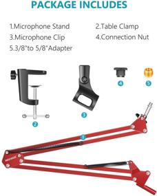 img 3 attached to 🎙️ NEEWER Adjustable Microphone Suspension Boom Scissor Arm Stand - Red: Max 1 KG Load for Radio Broadcasting, Voice-Over, Stage, TV Stations - Compatible with Blue Yeti Snowball Yeti X and more!
