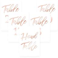 🌹 stunning rose gold table numbers for wedding reception with double sided rose gold foil lettering, includes head table card - 4 x 6 inches, numbered 1-30 - ideal for wedding reception and events logo