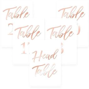 img 4 attached to 🌹 Stunning Rose Gold Table Numbers for Wedding Reception with Double Sided Rose Gold Foil Lettering, Includes Head Table Card - 4 x 6 inches, Numbered 1-30 - Ideal for Wedding Reception and Events