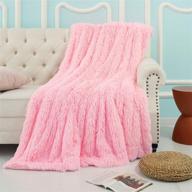 ✨ goideal fluffy throw blanket for bedroom – warm shaggy faux fur & sherpa blanket, cozy fuzzy blanket for girls & boys, 60''x 80'', machine washable, pink logo