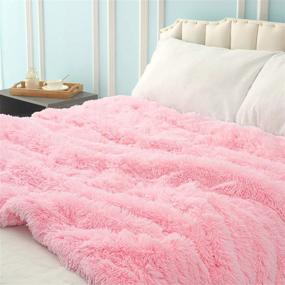 img 3 attached to ✨ Goideal Fluffy Throw Blanket for Bedroom – Warm Shaggy Faux Fur & Sherpa Blanket, Cozy Fuzzy Blanket for Girls & Boys, 60''x 80'', Machine Washable, Pink