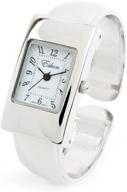 🌟 stylish silver tone rectangle case easy-to-read womens bangle cuff watch - small size logo