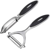 🥔 stainless steel kitchen peelers set - potato, vegetable, and apple peeler kit, with y-shaped and i-shaped peelers, ergonomic non-slip handle, sharp blade, great durability (2pcs) logo