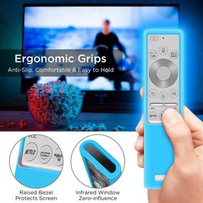 img 2 attached to 📱 Glow Blue Silicone Protective Case for Samsung Smart QLED TV Remote - Shockproof, Anti-Slip, Battery Back Cover, BN59-01311 BN59-01265A BN59-01357 BN59-01363A