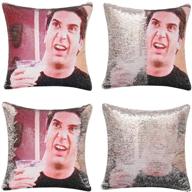 😍 jasen reversible mermaid pillow with ross geller sequins - funny magic sequin pillow cover - decorative pillow cover 16"x16 логотип