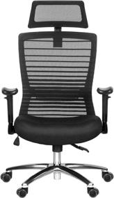 img 4 attached to 🪑 Novelland Ergonomic Office Chair: Adjustable Lumbar Support, 130 Degree Recline & Rocking, Mesh Computer Chair with Headrest and Armrest