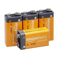 🔋 long-lasting performance: amazon basics 9 volt everyday alkaline battery pack - set of 4 logo