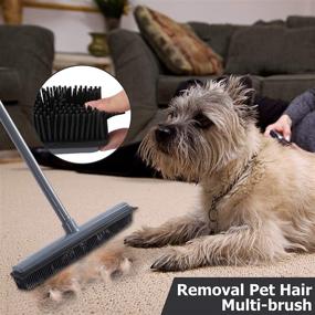 img 1 attached to 🧹 LCF Rubber Broom: Ultimate Pet Hair Remover and Floor Brush with Squeegee - 2in1 Cleaning Tool for Carpet and Hardwood Floors