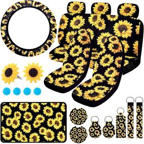 img 4 attached to BQTQ 20-Piece Sunflower Car Seat Cover Set: Complete Accessories for Stylish Protection