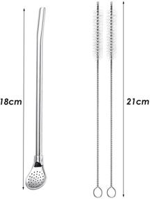 img 3 attached to Подарочный набор EvaGO: многоразовые нержавеющие стальные трубочки для питья с фильтром-ложечкой: лучший набор бомбиль для чая йерба-мате с щетками для чистки - 6 предметов, 7,1 дюймов в длину.