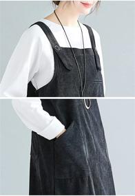 img 1 attached to 👗 Women's Button Down Corduroy Swing Overall Pinafore Dress Skirt - Mid Length Casual Flygo