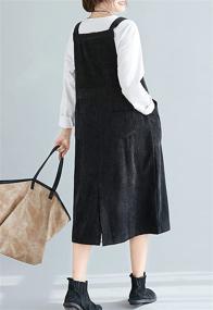 img 2 attached to 👗 Women's Button Down Corduroy Swing Overall Pinafore Dress Skirt - Mid Length Casual Flygo