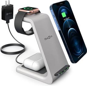 img 4 attached to 🔌 Зарядная станция Quezqa 3 в 1 для iPhone 12, AirPods Pro, Apple Watch SE/6/5/4/3/2 - док-станция для беспроводной зарядки с адаптером QC3.0