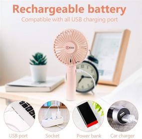 img 1 attached to 🌬️ EFISH Mini Handheld Fan with Fixed Base - USB Desk Fan for Phone - Small Personal Portable Table Fan with Rechargeable Battery Cooling Electric Fan for Travel, Office Room, Household (Pink)