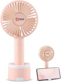 img 4 attached to 🌬️ EFISH Mini Handheld Fan with Fixed Base - USB Desk Fan for Phone - Small Personal Portable Table Fan with Rechargeable Battery Cooling Electric Fan for Travel, Office Room, Household (Pink)