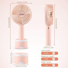 img 3 attached to 🌬️ EFISH Mini Handheld Fan with Fixed Base - USB Desk Fan for Phone - Small Personal Portable Table Fan with Rechargeable Battery Cooling Electric Fan for Travel, Office Room, Household (Pink)