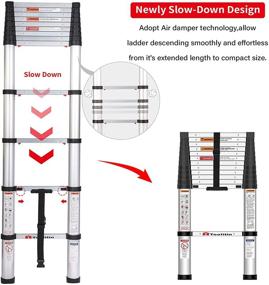 img 1 attached to 🔧 TOOLITIN Telescoping Ladder: 10.5FT Aluminum Extension Ladder with Convenient One Button Retraction and Soft Close Design, Ideal for Daily Household or RV Work - 330 Pound Capacity