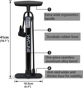 img 1 attached to High Pressure Floor Bicycle Tire Pump - Hycline Bike Pump for Road Mountain Commuter Bike Tire, Presta and Schrader Valve Compatible, 150/160 PSI, suitable for Ball and Air Cushion