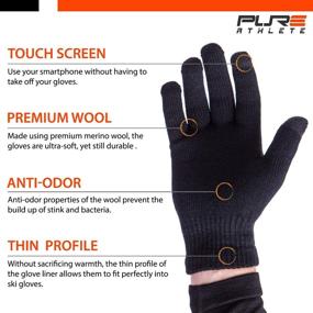 img 3 attached to 🧤 Optimized Ski Glove Liner: Pure Athlete Merino Wool Winter Gloves with Touch Screen Technology for Skiing and Cold Weather