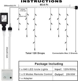 img 2 attached to 🎄 Multicolored LED Icicle Lights: 640 Christmas Lights, 65.6ft String with 120 Drops - Perfect for Indoor/Outdoor Party Decor!