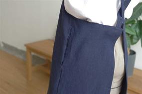 img 2 attached to 🍽️ Japanese Style Cotton Linen Kitchen Apron with Two Pockets and Adjustable H-Shaped Shoulder Straps