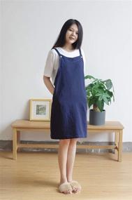 img 3 attached to 🍽️ Japanese Style Cotton Linen Kitchen Apron with Two Pockets and Adjustable H-Shaped Shoulder Straps