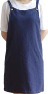 🍽️ japanese style cotton linen kitchen apron with two pockets and adjustable h-shaped shoulder straps logo