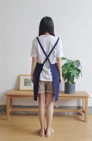 img 1 attached to 🍽️ Japanese Style Cotton Linen Kitchen Apron with Two Pockets and Adjustable H-Shaped Shoulder Straps