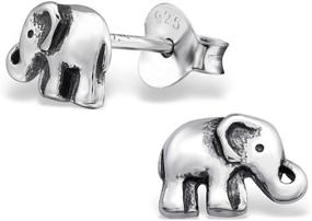 img 1 attached to Elephant Plain Earrings Sterling Silver