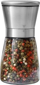 img 3 attached to Premium Spice Mill for Professional Chefs - Top Pepper Grinder or Salt Shaker with Brushed Stainless Steel, Distinctive Mark, Ceramic Blades, and Customizable Coarseness